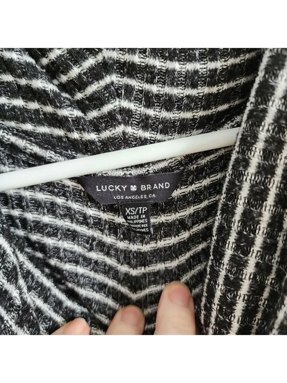 Lucky Brand Black Stripe Cowl Neck Pullover